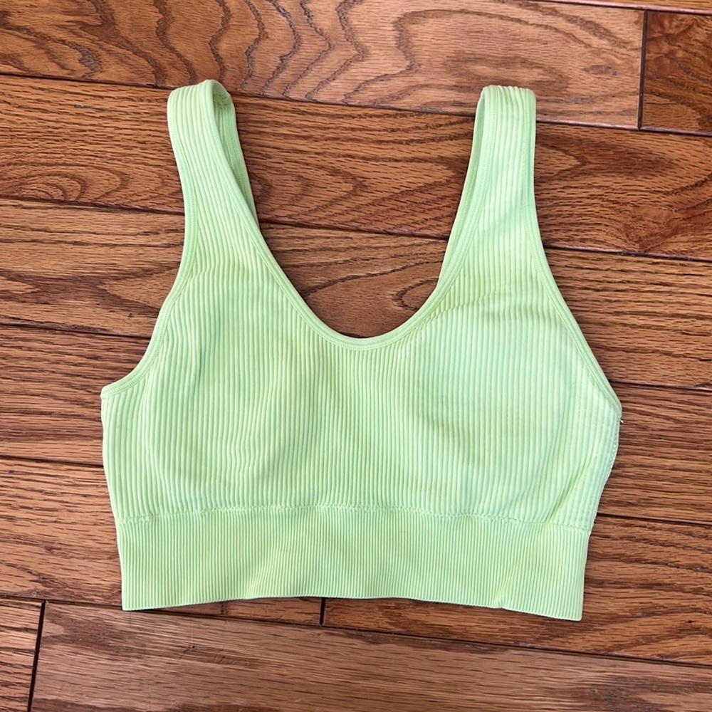 Aerie Neon Yellow Ribbed Bra